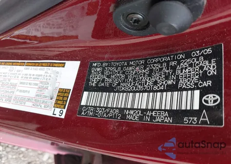 2006 Toyota Prius из США, поврежденный, VIN JTDKB20U365701804